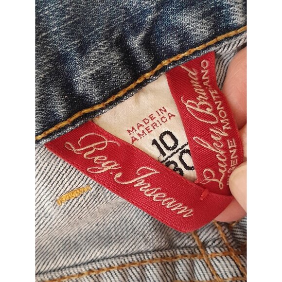 Vtg Lucky Brand Easy Rider Button Fly Stretch Straight Leg Jeans Med Wash 10/30 - Picture 10 of 14